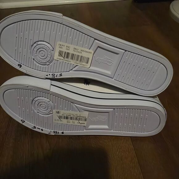 NWT-Polo Ralph Lauren White High-Top Sneakers with Multicolor Embroidery - Picture 11 of 16